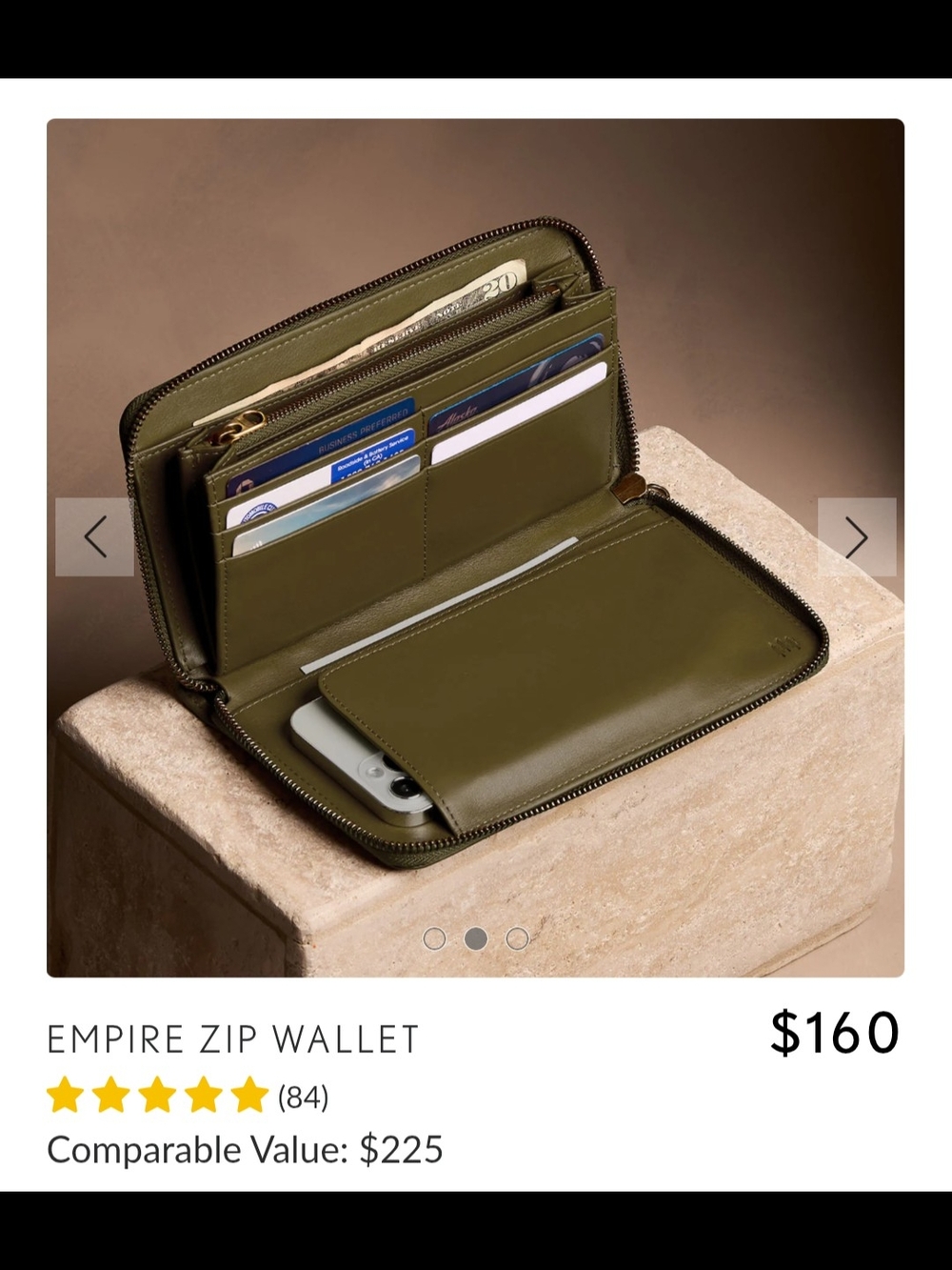 Portland Leather Empire Zip Wallet in Bay Green New With Tags - Picture 4 of 7